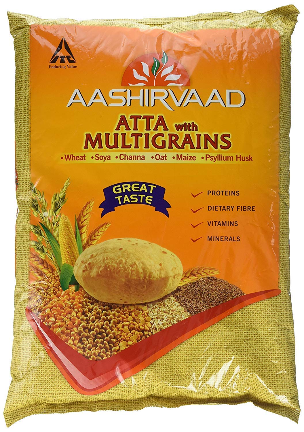 Aashirvaad Multi Grain Atta | Great Taste | Transform Your Rotis | Extra Protein | Grow Strength | Nourishment | Vegetarian | Dietry Fibre | MultiGrains | 5 KG Bag