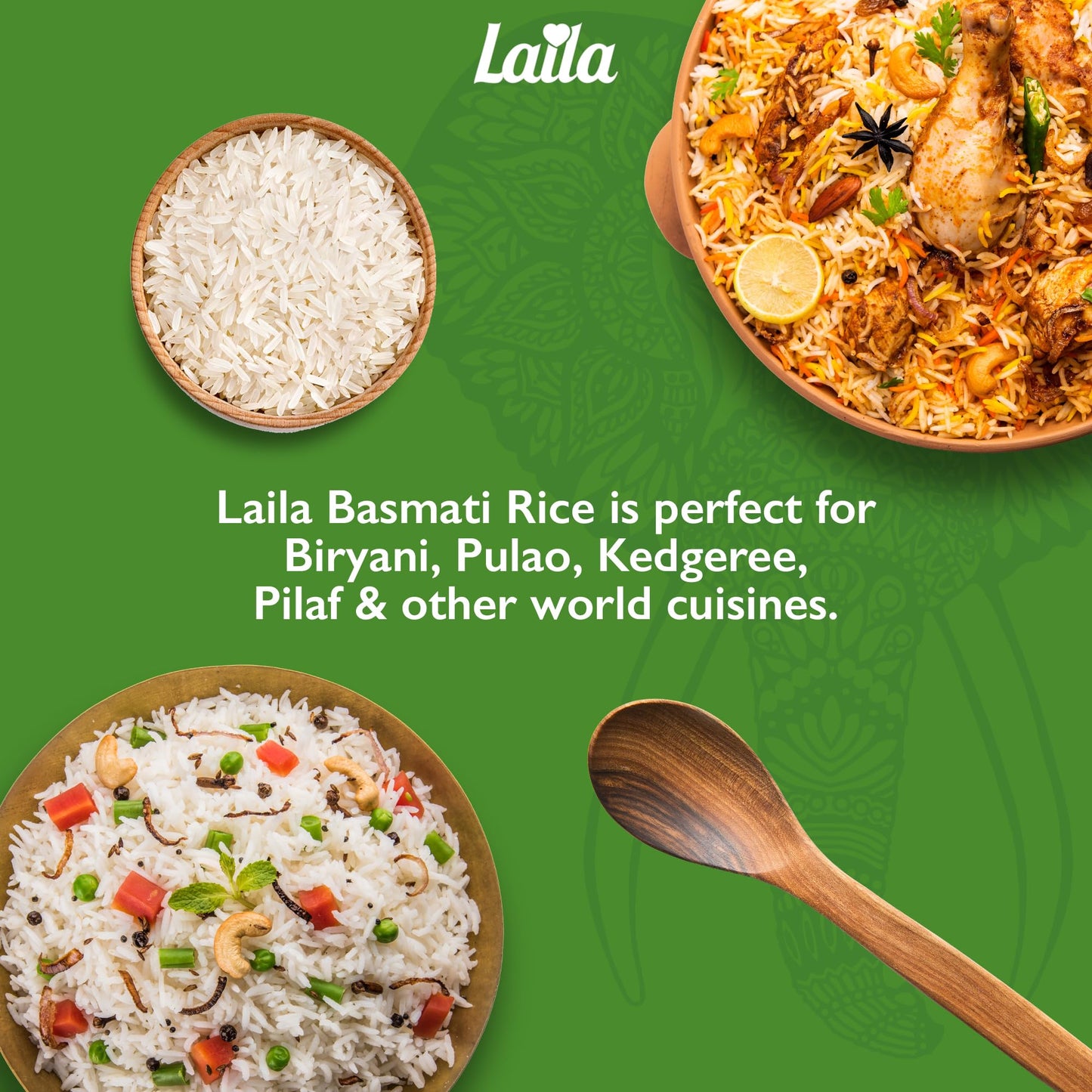 Laila Basmati Rice 10Kg, Aromatic Rice Basmati-Style, 10kg Basmati Rice Long Grain for Biryani, Pilaf or Pulao, Gluten Free Rice, 100% Pure Long Grain Rice