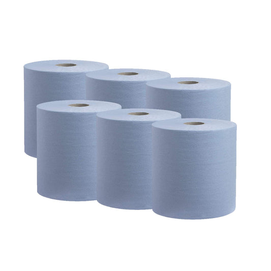 Straame - Centrefeed Paper Tissue Rolls - Embossed Pattern Hand Towel - for Home Office Warehouse Bathroom Garage Kitchen, Wipe Away - Wall Mounted Lockable Rolls - 2-Ply (Blue, Pack of 12)