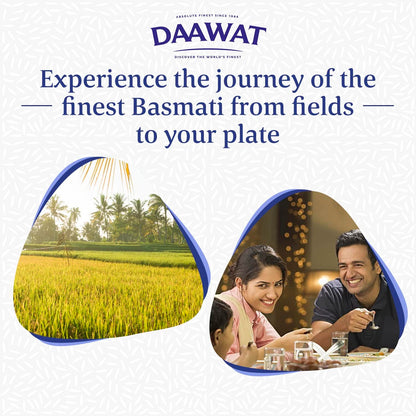Daawat Original Basmati Rice with Rice Aroma, Delicious Taste, White Lustre,Perfectly Aged, Aromatic & Textural Grain, Rich Flavour with Sweet Taste, Ideal for all types of Dishes (10 KG)