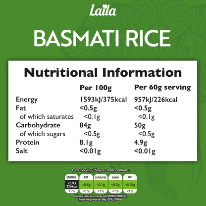Laila Basmati Rice 10Kg, Aromatic Rice Basmati-Style, 10kg Basmati Rice Long Grain for Biryani, Pilaf or Pulao, Gluten Free Rice, 100% Pure Long Grain Rice