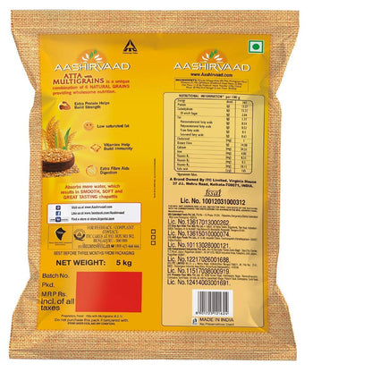Aashirvaad Multi Grain Atta | Great Taste | Transform Your Rotis | Extra Protein | Grow Strength | Nourishment | Vegetarian | Dietry Fibre | MultiGrains | 5 KG Bag