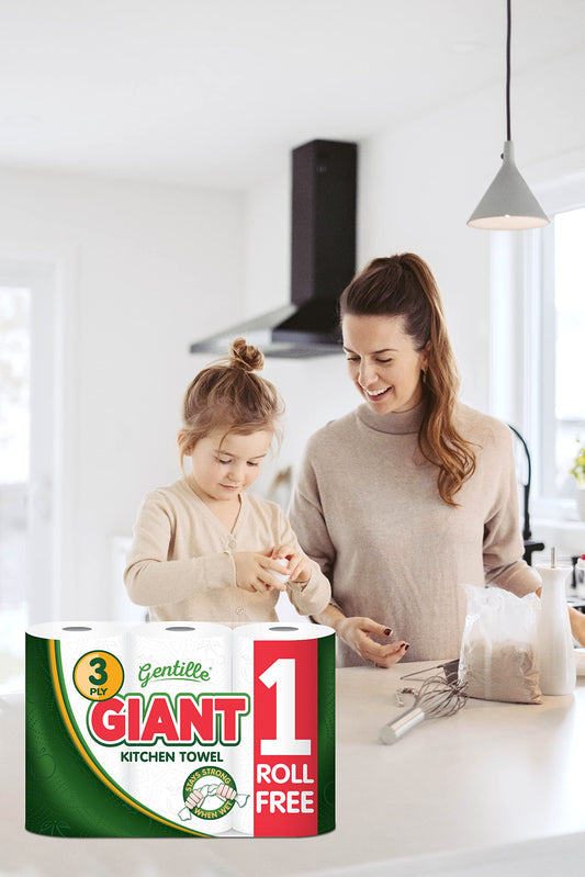 Gentille Giant 3 Ply Thickness Paper Towel | Extra Strong, Absorbent, Tough, Durable Kitchen Roll | Multipurpose Bulk Pack (36)